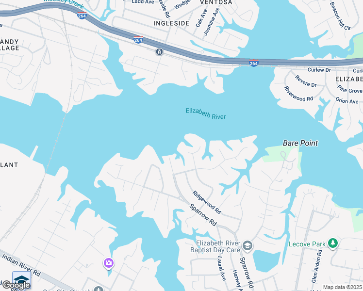 map of restaurants, bars, coffee shops, grocery stores, and more near 4213 Van Luik Court in Chesapeake