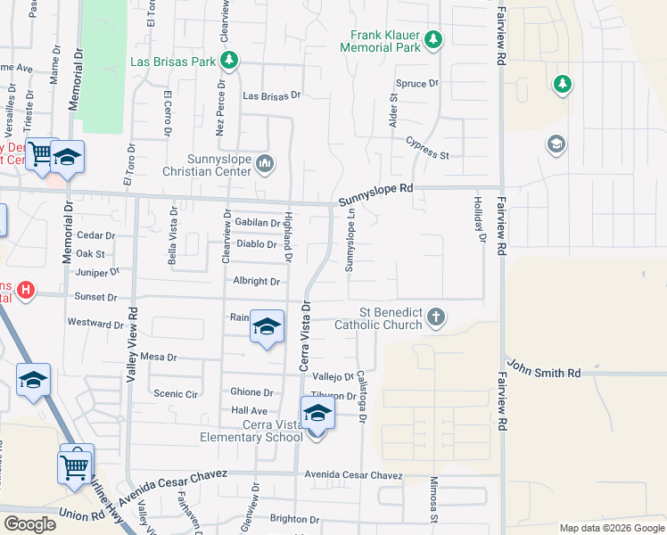 map of restaurants, bars, coffee shops, grocery stores, and more near 1771 Sunnyslope Lane in Hollister