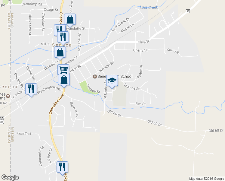 map of restaurants, bars, coffee shops, grocery stores, and more near Saint Eugene Street in Seneca