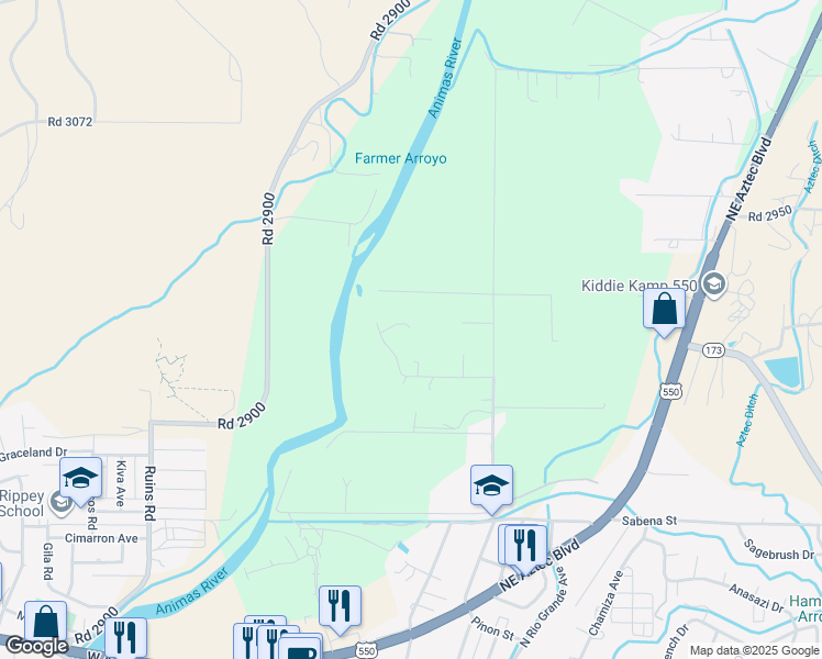 map of restaurants, bars, coffee shops, grocery stores, and more near 210 Willow Lane in Aztec
