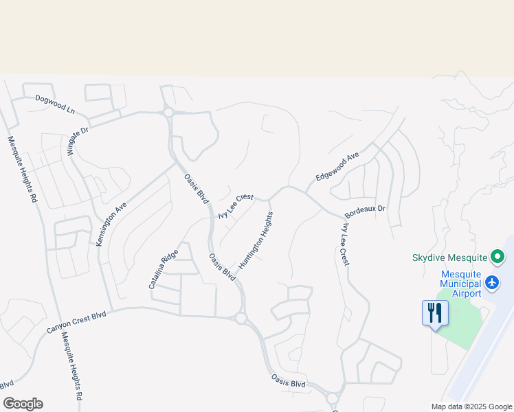 map of restaurants, bars, coffee shops, grocery stores, and more near 1456 Oakmont Ridge in Mesquite