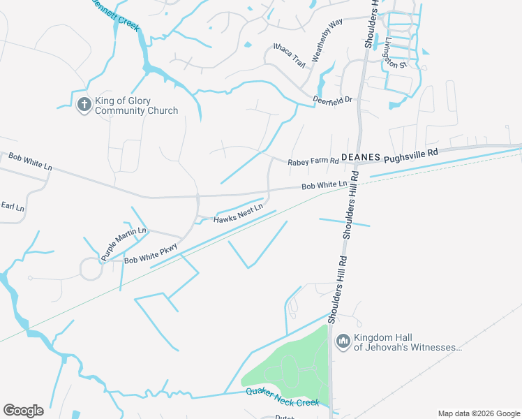 map of restaurants, bars, coffee shops, grocery stores, and more near 108 Hawks Nest Lane in Suffolk