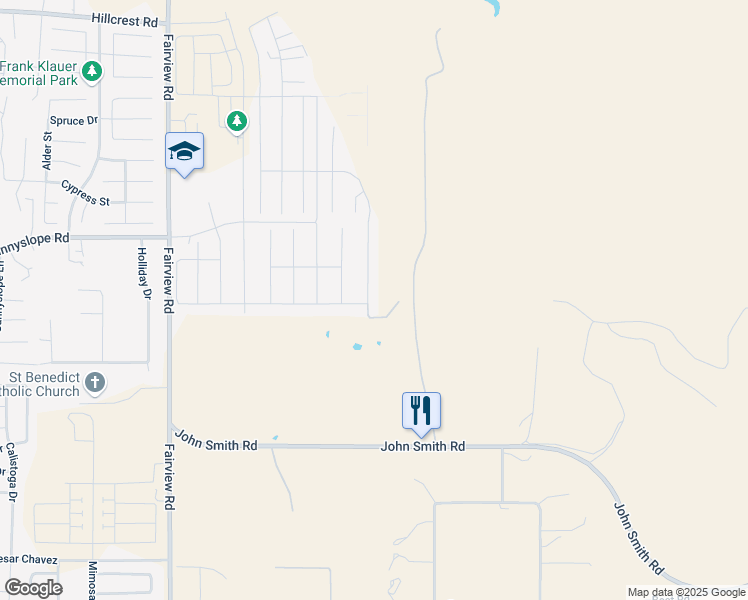 map of restaurants, bars, coffee shops, grocery stores, and more near 1661 Castlerock Drive in Hollister
