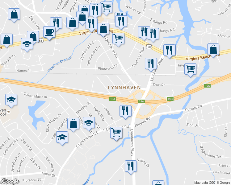 map of restaurants, bars, coffee shops, grocery stores, and more near 2745 Ansol Lane in Virginia Beach