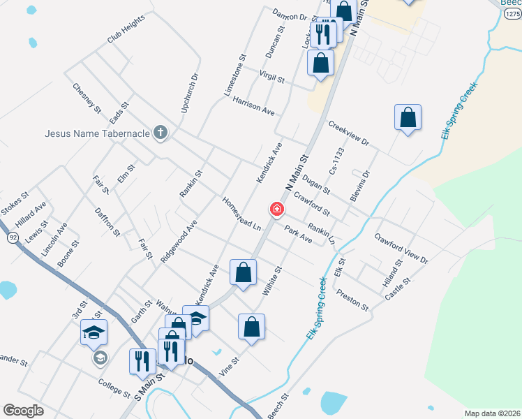 map of restaurants, bars, coffee shops, grocery stores, and more near 800-804 State Highway 1275 in Monticello