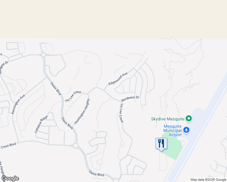 map of restaurants, bars, coffee shops, grocery stores, and more near 8 Whispering Wind Way in Mesquite