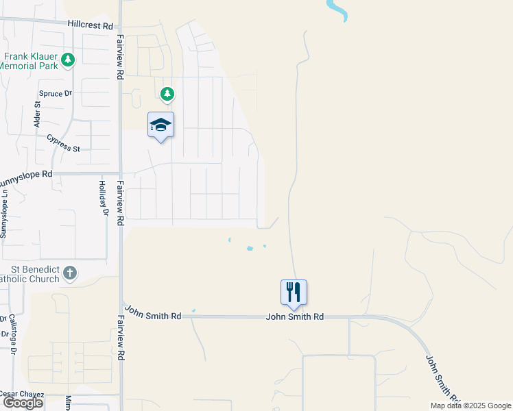map of restaurants, bars, coffee shops, grocery stores, and more near 1661 Castlerock Drive in Hollister