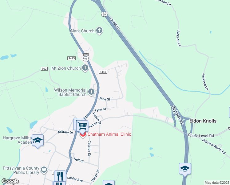 map of restaurants, bars, coffee shops, grocery stores, and more near 15-45 Pine Street in Chatham