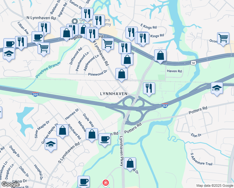 map of restaurants, bars, coffee shops, grocery stores, and more near 146 Morrison Avenue in Virginia Beach