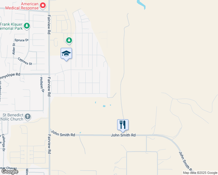 map of restaurants, bars, coffee shops, grocery stores, and more near 1621 Castlerock Drive in Hollister