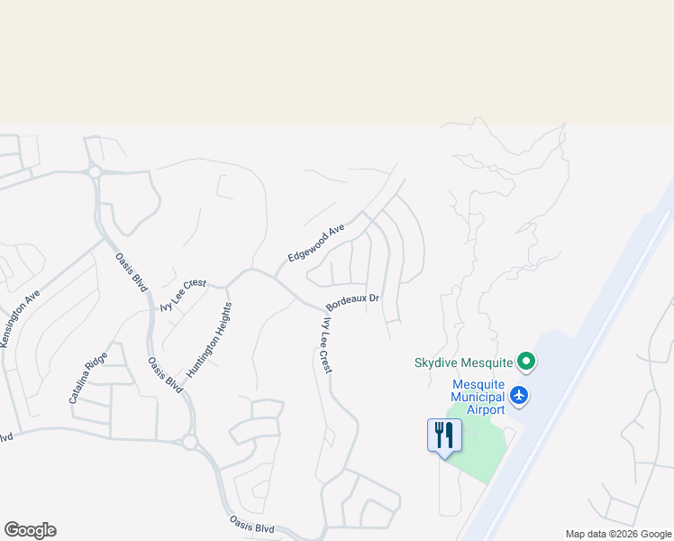 map of restaurants, bars, coffee shops, grocery stores, and more near 1490 Three Springs Cove in Mesquite