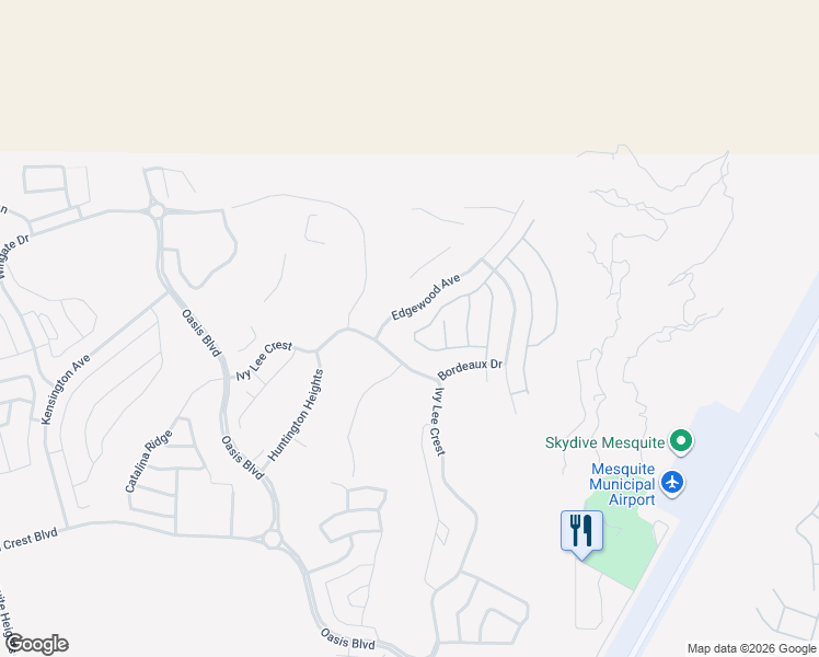 map of restaurants, bars, coffee shops, grocery stores, and more near 19 Dancing Sky Trail in Mesquite