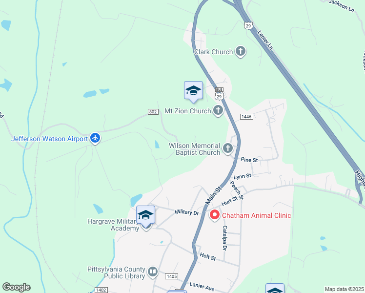 map of restaurants, bars, coffee shops, grocery stores, and more near 416 Hodnetts Mill Road in Chatham