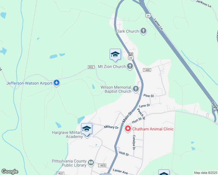 map of restaurants, bars, coffee shops, grocery stores, and more near 416 Hodnetts Mill Road in Chatham