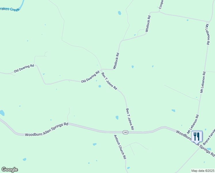 map of restaurants, bars, coffee shops, grocery stores, and more near 589 Ben T Johns Road in Alvaton