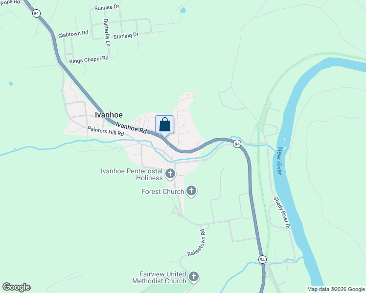 map of restaurants, bars, coffee shops, grocery stores, and more near 184-186 Sipe Lane in Ivanhoe