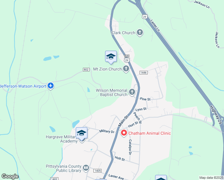 map of restaurants, bars, coffee shops, grocery stores, and more near 320 Hodnetts Mill Road in Chatham
