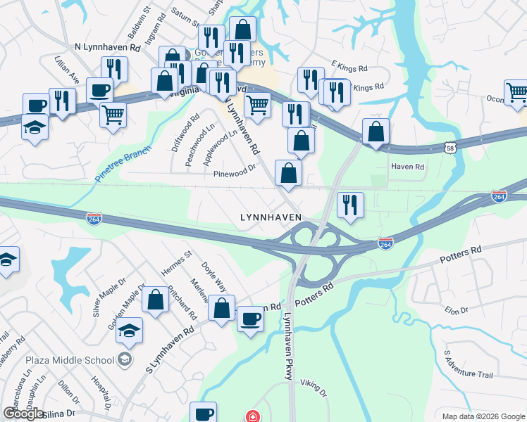 map of restaurants, bars, coffee shops, grocery stores, and more near 109 Morrison Avenue in Virginia Beach
