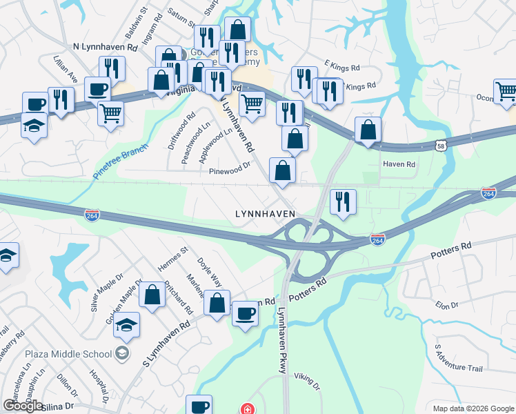 map of restaurants, bars, coffee shops, grocery stores, and more near 109 Morrison Avenue in Virginia Beach