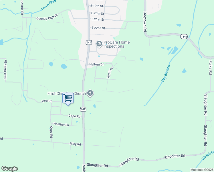 map of restaurants, bars, coffee shops, grocery stores, and more near 189-199 Wyatt Drive in Benton