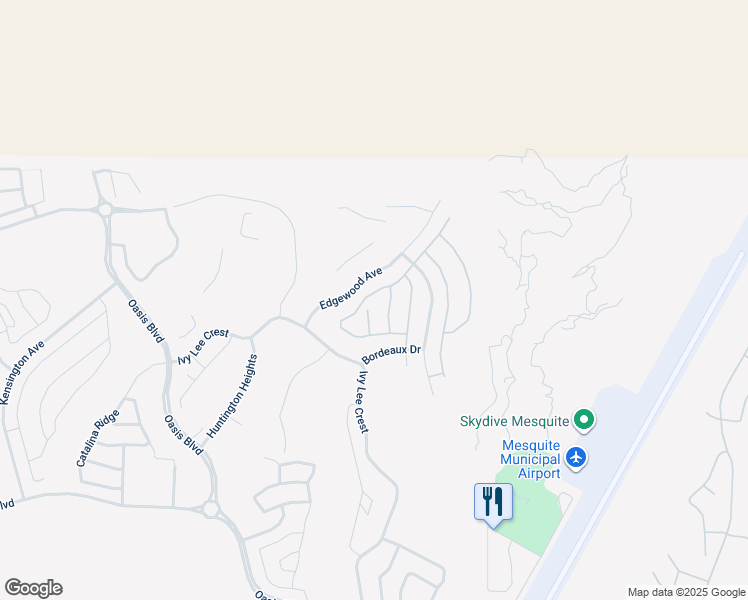 map of restaurants, bars, coffee shops, grocery stores, and more near 60 Dancing Sky Trail in Mesquite