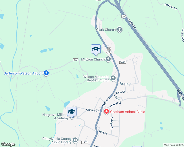 map of restaurants, bars, coffee shops, grocery stores, and more near 460 Hodnetts Mill Road in Chatham