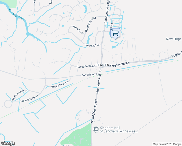 map of restaurants, bars, coffee shops, grocery stores, and more near 205 Catalpa Court in Suffolk