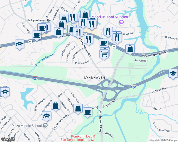 map of restaurants, bars, coffee shops, grocery stores, and more near 109 Morrison Avenue in Virginia Beach