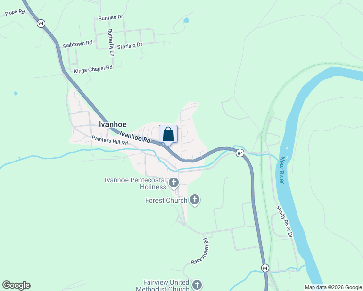 map of restaurants, bars, coffee shops, grocery stores, and more near 184-186 Sipe Lane in Ivanhoe