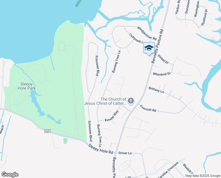 map of restaurants, bars, coffee shops, grocery stores, and more near 4485 Burning Tree Court in Suffolk
