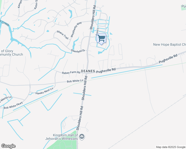 map of restaurants, bars, coffee shops, grocery stores, and more near 3741 Pughsville Road in Suffolk
