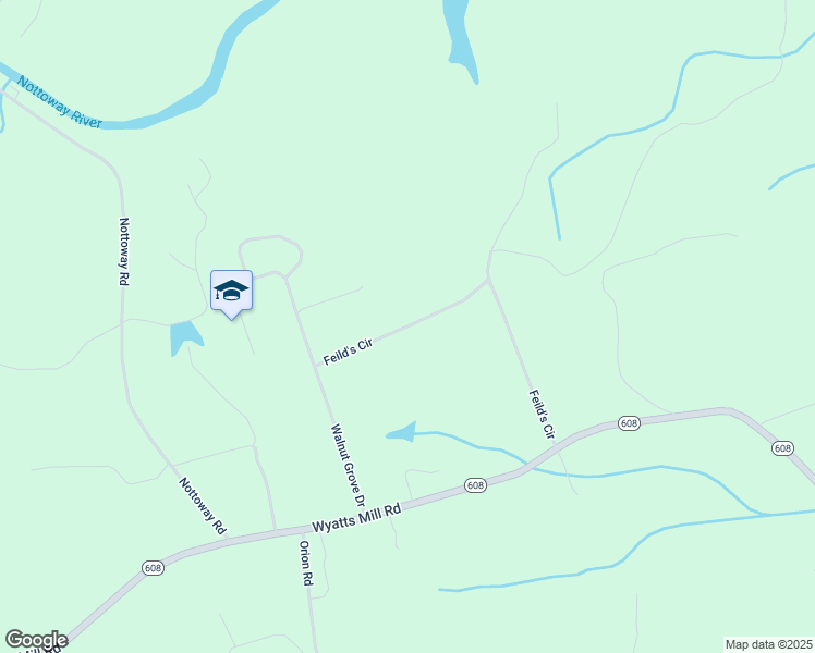 map of restaurants, bars, coffee shops, grocery stores, and more near Feild's Circle in Greensville County