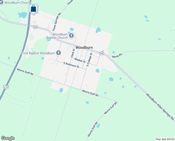 map of restaurants, bars, coffee shops, grocery stores, and more near 300 South College Street in Woodburn