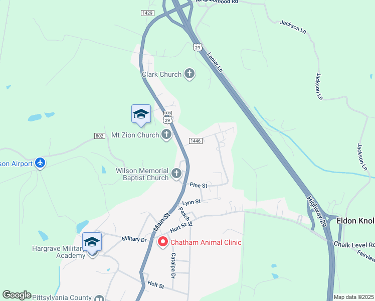 map of restaurants, bars, coffee shops, grocery stores, and more near 557 North Main Street in Chatham
