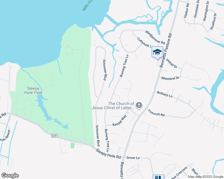 map of restaurants, bars, coffee shops, grocery stores, and more near 2727 Burning Tree Ln in Suffolk