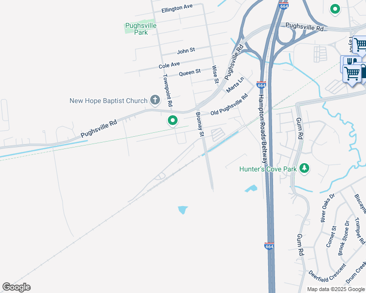map of restaurants, bars, coffee shops, grocery stores, and more near 5233 Norfolk Street in Chesapeake