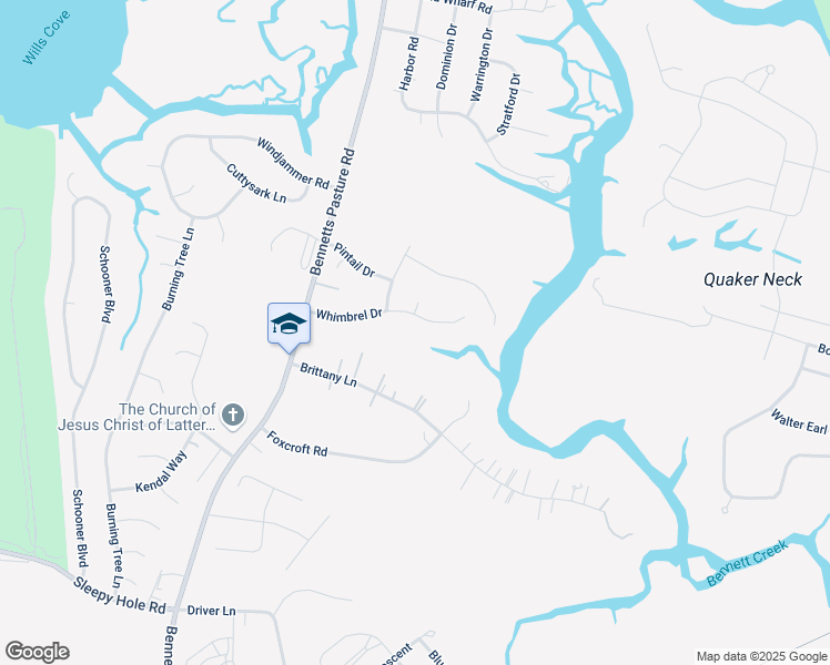 map of restaurants, bars, coffee shops, grocery stores, and more near 124 Whimbrel Drive in Suffolk