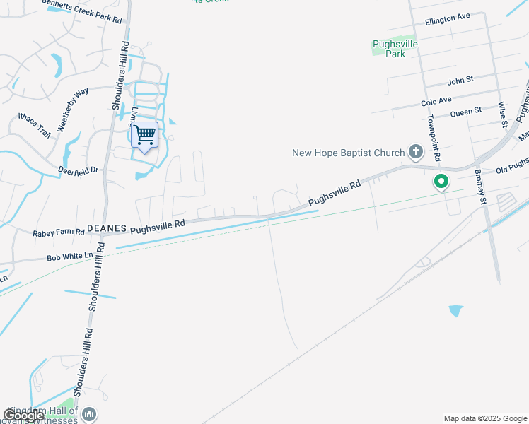 map of restaurants, bars, coffee shops, grocery stores, and more near 3972 Pughsville Road in Suffolk