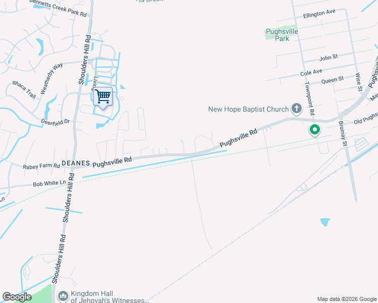 map of restaurants, bars, coffee shops, grocery stores, and more near 3925 Pughsville Road in Suffolk