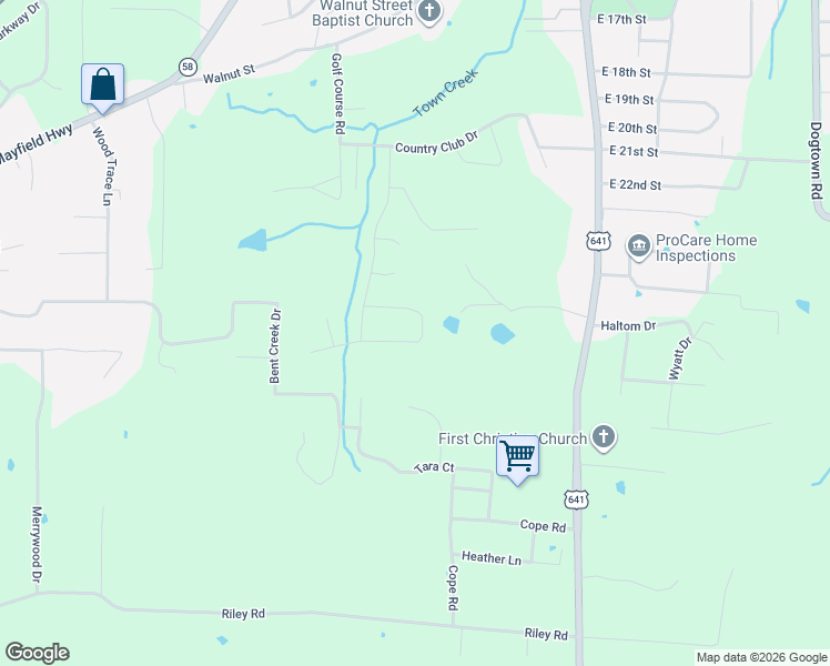map of restaurants, bars, coffee shops, grocery stores, and more near Masters Circle in Benton