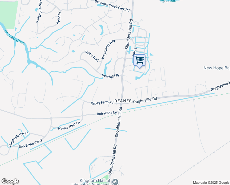map of restaurants, bars, coffee shops, grocery stores, and more near 309 Loblolly Court in Suffolk