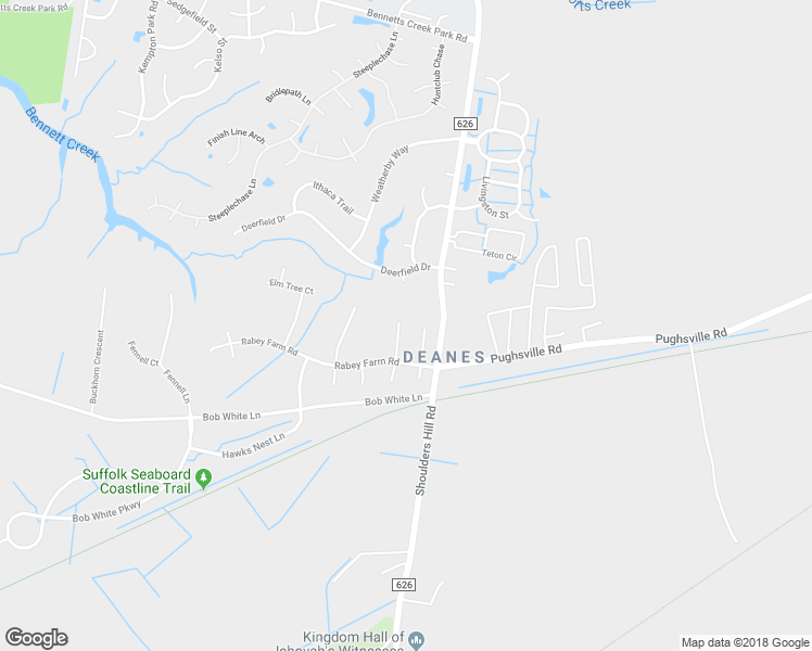 map of restaurants, bars, coffee shops, grocery stores, and more near 308 Sheryl Lyn Court in Suffolk