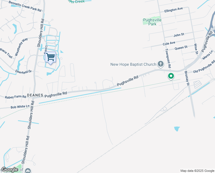 map of restaurants, bars, coffee shops, grocery stores, and more near 4016 Pughsville Road in Suffolk