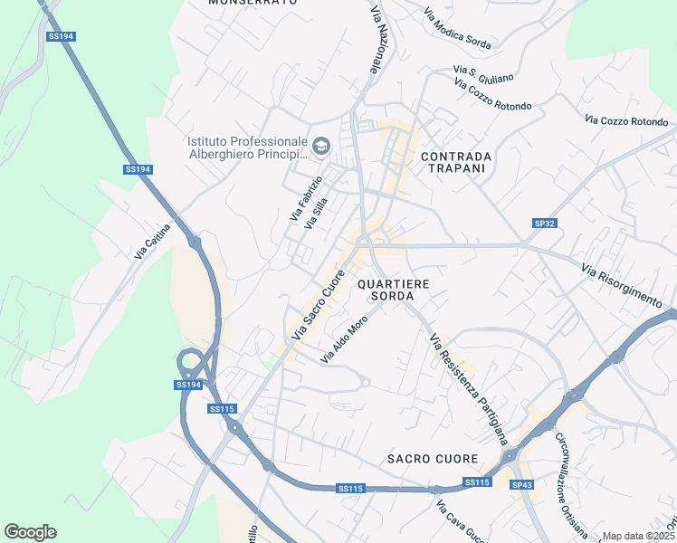 map of restaurants, bars, coffee shops, grocery stores, and more near 812 Via Sacro Cuore in Modica