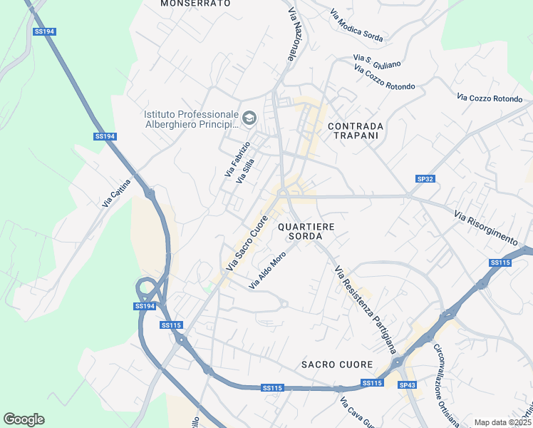 map of restaurants, bars, coffee shops, grocery stores, and more near 812 Via Sacro Cuore in Modica