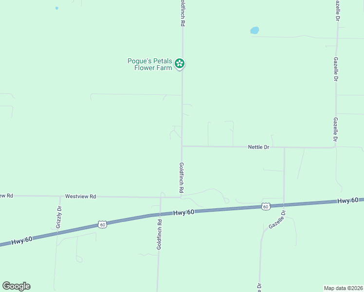 map of restaurants, bars, coffee shops, grocery stores, and more near 15803 Goldfinch Road in Neosho
