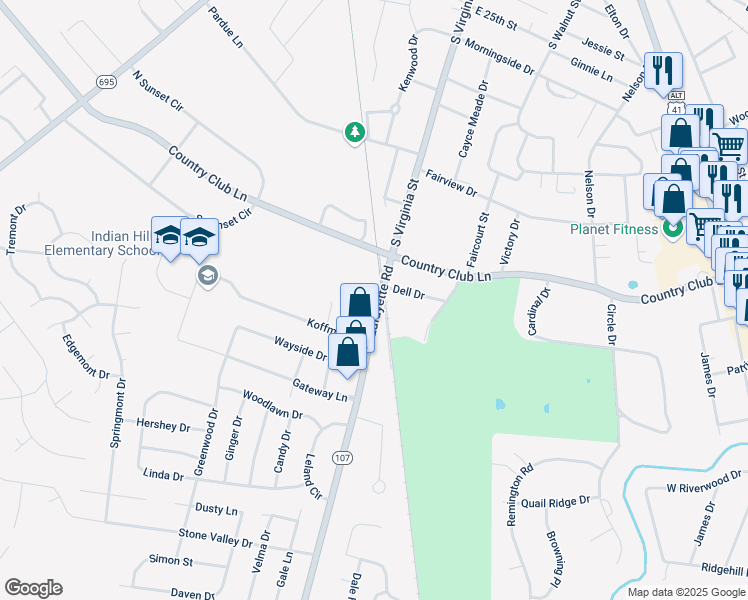 map of restaurants, bars, coffee shops, grocery stores, and more near 3205 Lafayette Rd in Hopkinsville