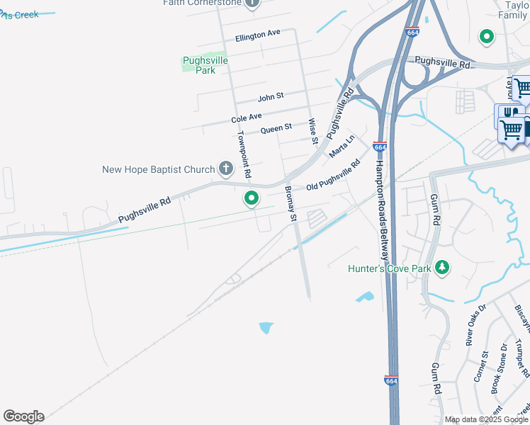 map of restaurants, bars, coffee shops, grocery stores, and more near 5228 Winery Drive in Chesapeake