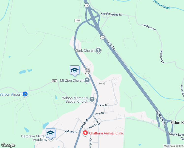 map of restaurants, bars, coffee shops, grocery stores, and more near 645 Main Street in Chatham