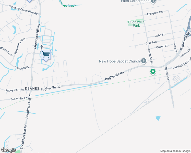 map of restaurants, bars, coffee shops, grocery stores, and more near 1 Pughsville Road in Suffolk